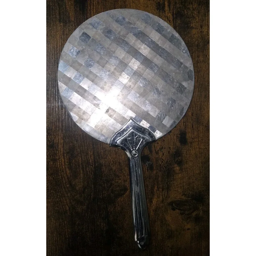 Vintage Hand Mirror Art Deco Style Vanity Mirror Chrome Finish Round‎